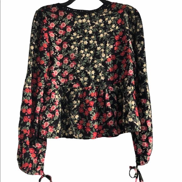 Patrons of Peace size small black floral boho top - Picture 4 of 6